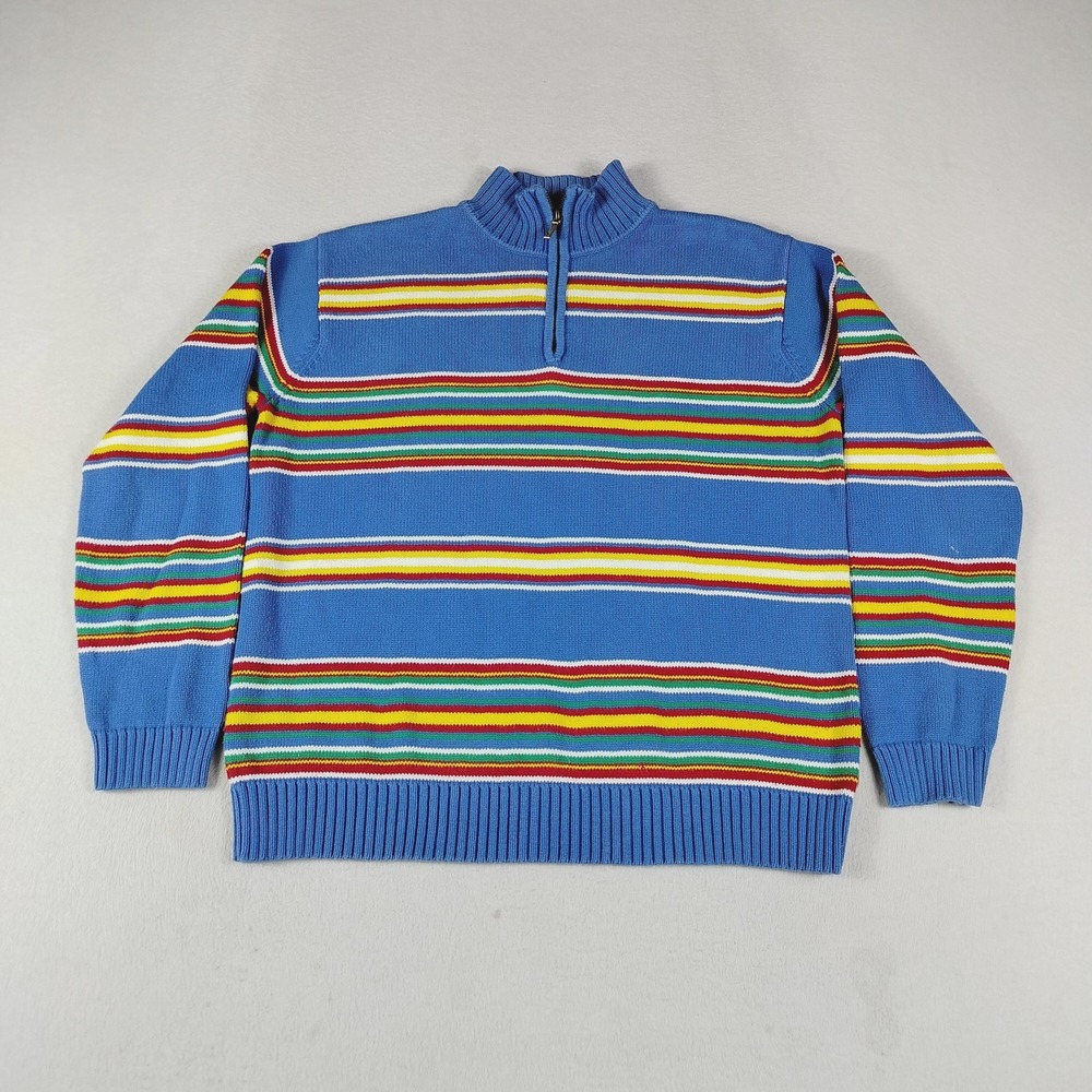 Vintage Y2K Lauren Ralph Lauren 1/4 Sweater Women's Petite Medium Blue Striped